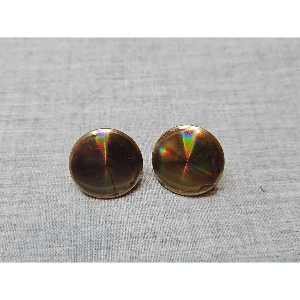 Vintage Gold/Silver Tone Circular/Round Screw Back Earrings, 1'' Diameter